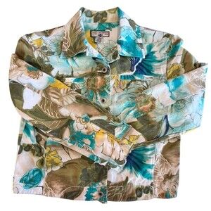 Caribbean Joe Jacket Womens Floral Sz Small Multicolor Let Go